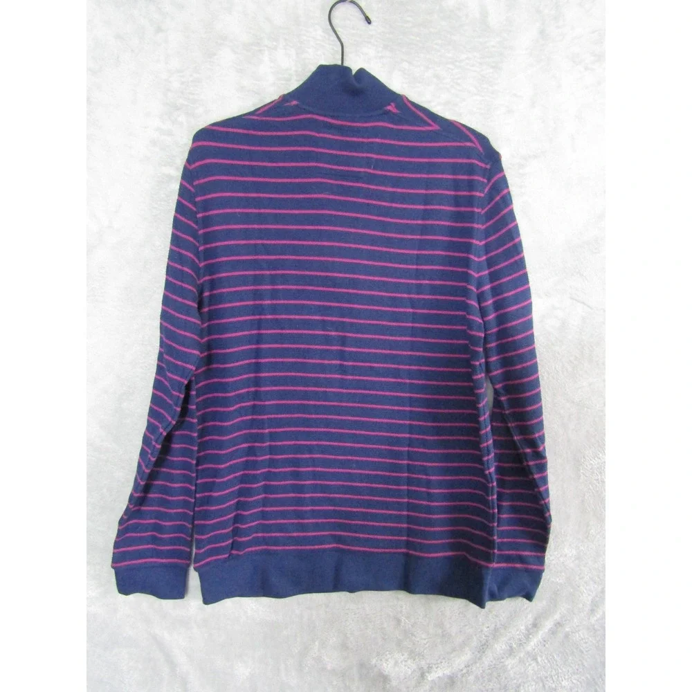 Jos A Bank 1905 Navy Pink Striped Quarter Zip Pullover Sweater Size‎ S